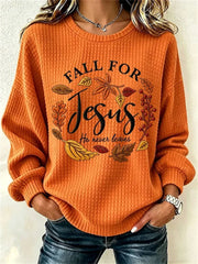 Casual Maple Leaf Crew Neck Long Sleeve Sweatshirt