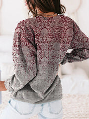 Tribal Print Round Neck Long Sleeves Sweatshirt