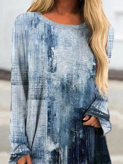 Tie-dye Print Boat Neck Casual Long Sleeves Sweatshirt