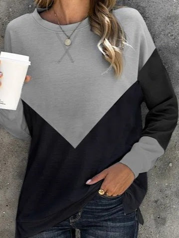 Plain Round Neck Casual Long Sleeves Sweatshirt