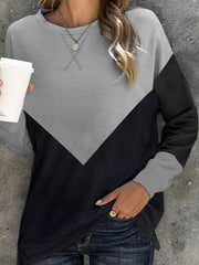 Plain Round Neck Casual Long Sleeves Sweatshirt