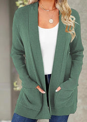 Solid Color with Pockets Long Sleeves Sweater Cardigan