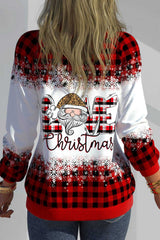 Christmas Love Print V-neck Long Sleeves Sweatshirt
