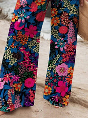 Women's High Waist Printed Wide Leg Pants with Elastic Waistband, Soft & Breathable, Regular Fit for Vacation, Street & Daily Wear in Spring and Autumn