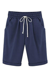 Plain with Pockets Sashes Holiday Loose Shorts (9 Colors)