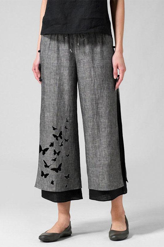 Women's Butterfly Print Summer Plus Size Pants