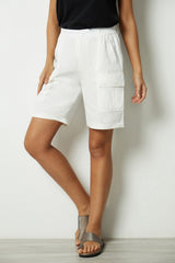 Laid-back Slim Seam Lines Two Cargo Pockets Shorts