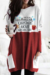 Christmas Alphabet Print O-neck Long Sleeves Sweatshirt
