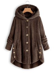 Solid Color Buttons Hooded Long Sleeves Warm Coat