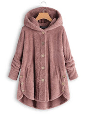Solid Color Buttons Hooded Long Sleeves Warm Coat