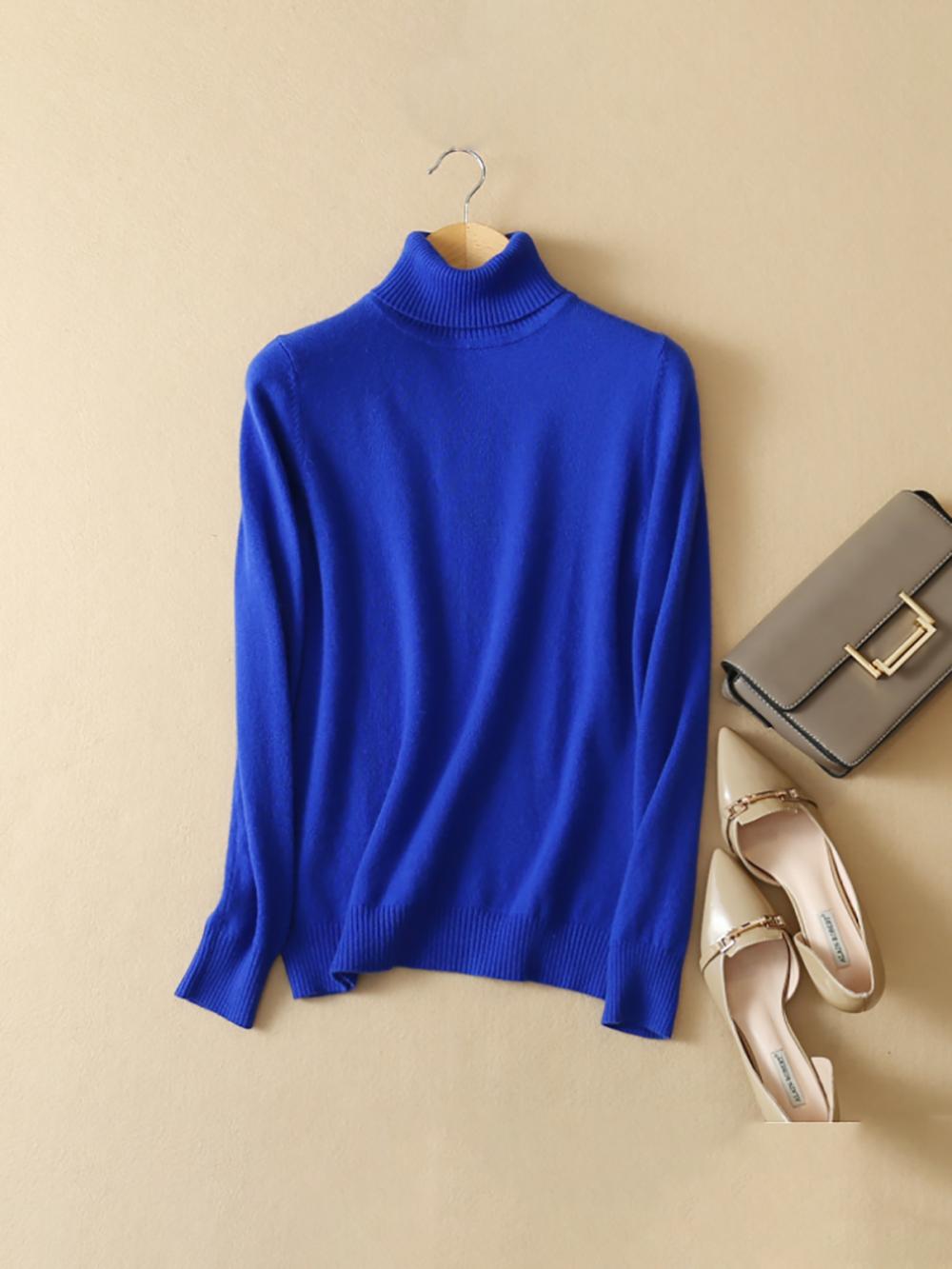 Solid Color Casual High Neck Long Sleeves Sweater