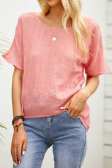 Solid Color Casual Round Neck Short Sleeves T-shirt