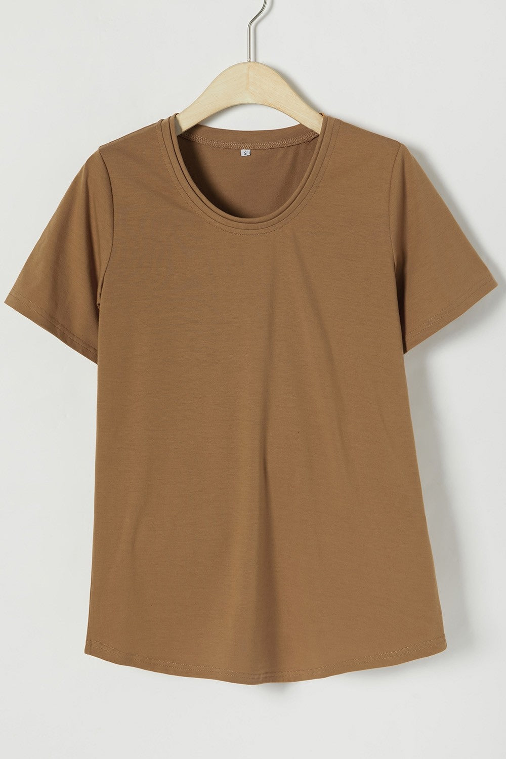 Solid Color Casual Scoop Neck Short Sleeves T-shirt