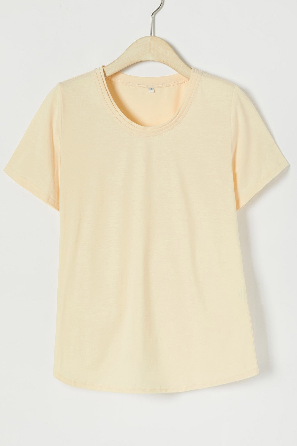 Solid Color Casual Scoop Neck Short Sleeves T-shirt