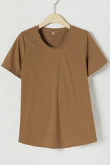 Solid Color Casual Scoop Neck Short Sleeves T-shirt