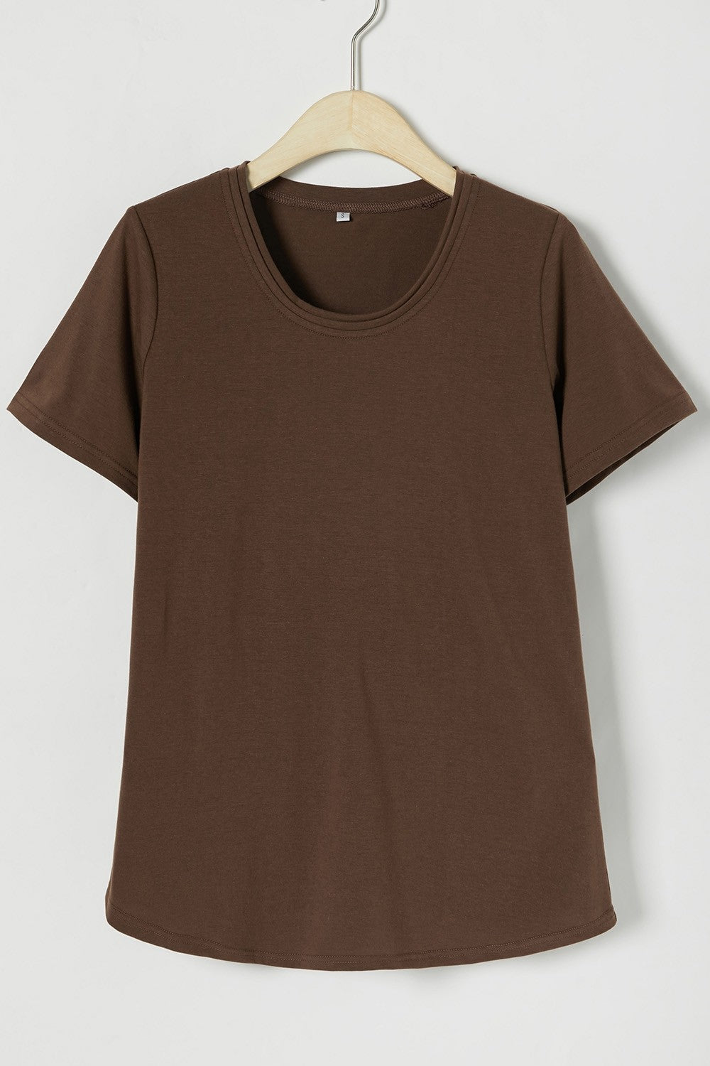 Solid Color Casual Scoop Neck Short Sleeves T-shirt