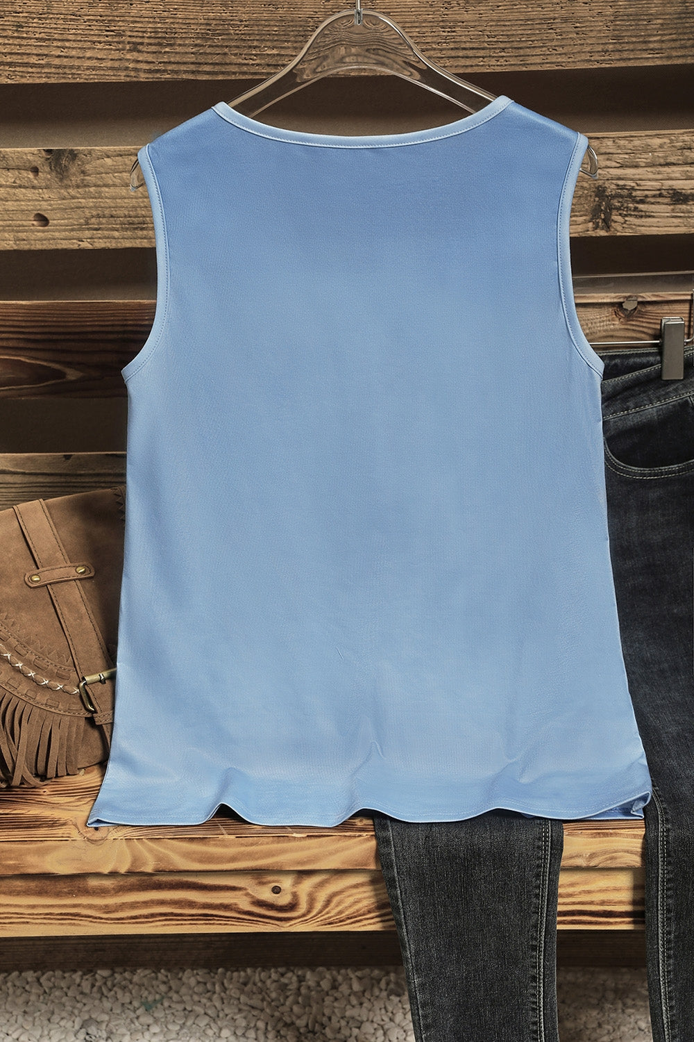 Butterfly Print Buttons Sleeveless Tank Tops
