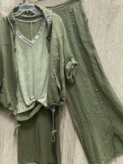 Solid Color Zipper Hooded Long Sleeves Two Piece Suit